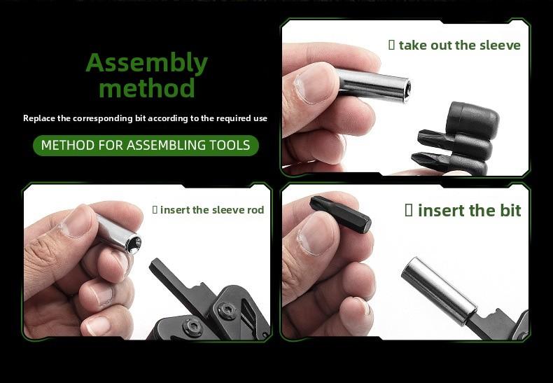 Multi - Function Stainless Steel Black Oxide Folding Pliers Screwdriver Set Telescopic Outdoor Emergency Tool