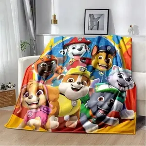 Cute Cartoon Patrol Style Dog Flannel Blanket, Soft Cozy Lightweight Throw for Adult Blanket Kids Blanket, HD Print Blanket for Sofa Bed Bedroom Home Decor, Picnic Travel All Season Kids Gift Birthday Christmas