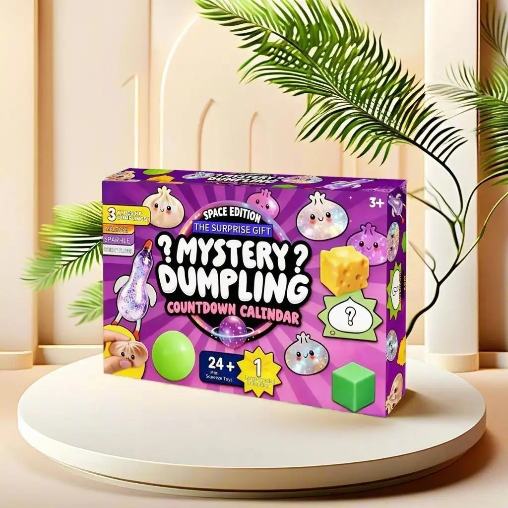 Prime Day Deal 24 Flashing Dumpling Countdown Calendar Blind Box, Colorful Stress Relief Squishy Fidget Toy, Creative Squeeze Sensory Toy for Kids Adults, Birthday Christmas Thanksgiving 4th of July Gift Summer Sale