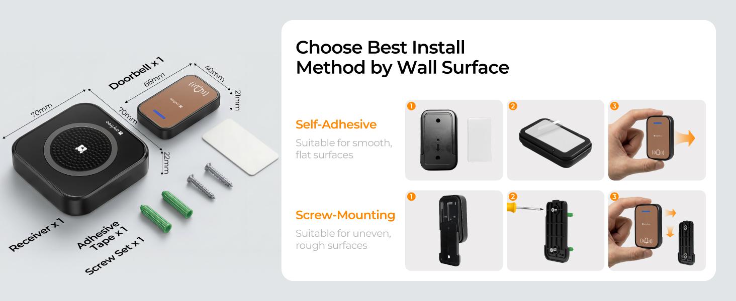 Doorbell, Waterproof Door Bell with 600ft, 63 Chimes, 5 Volume Modes from Infant Sleep to Elderly Assistance (1*Doorbell & 2*Chime) Doorbell, Waterproof Door Bell with 600ft, 63 Chimes, 5 Volume Modes from Infant Sleep to Elderly Assistance (1*Doorbell & 2*Chime)