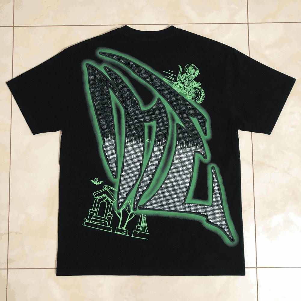 Vintage Cartoon Monster Print 100% Cotton T-Shirt Men Y2K Summer Short Sleeves Oversize Tshirt Streetwear Women Tops