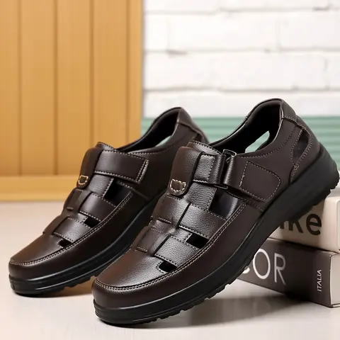 Men's Summer Hollow Out Casual Sandals Footwear, Non Slip Sandals, Anti-Slip Soft Lightweight Sole, Breathable Walking Shoes for Outdoor Camping Indoor Daily Wear, Holiday Gift