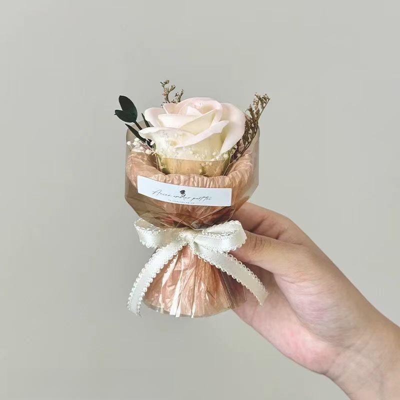 Mini Preserved Rose Bouquet in Gift Box, Eternal Single Rose Flower Arrangement, Romantic Valentine's Day Gift for Her, Mother's Day & Anniversary Home Decor