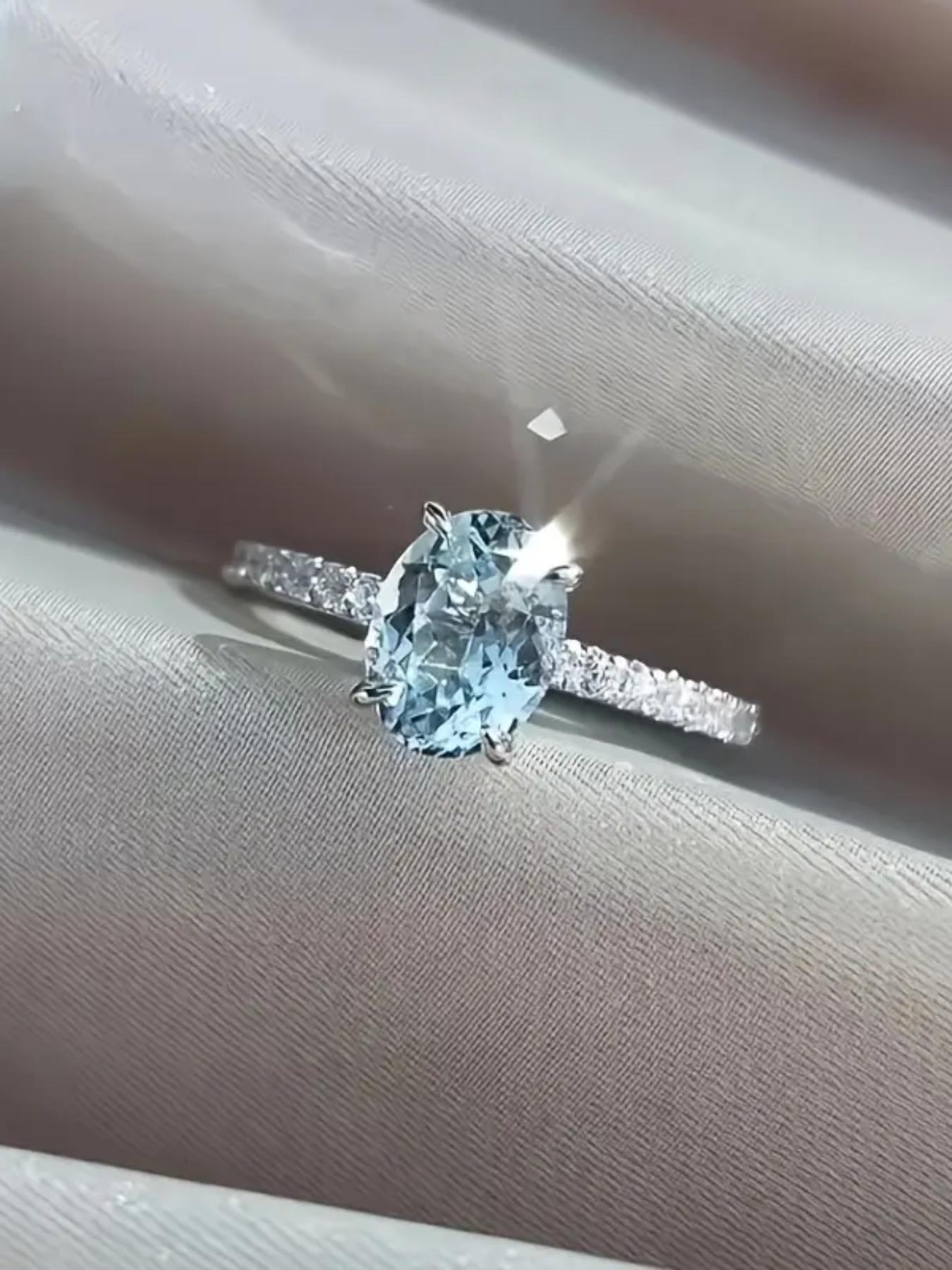 S925 Sterling Silver Elegant Artificial Zircon Emerald Cut Solitaire Ring, Vintage Engagement Ring, Fashion Accessories for Women & Girls, Trendy All-match & Exquisite Jewelry for Birthday Gift