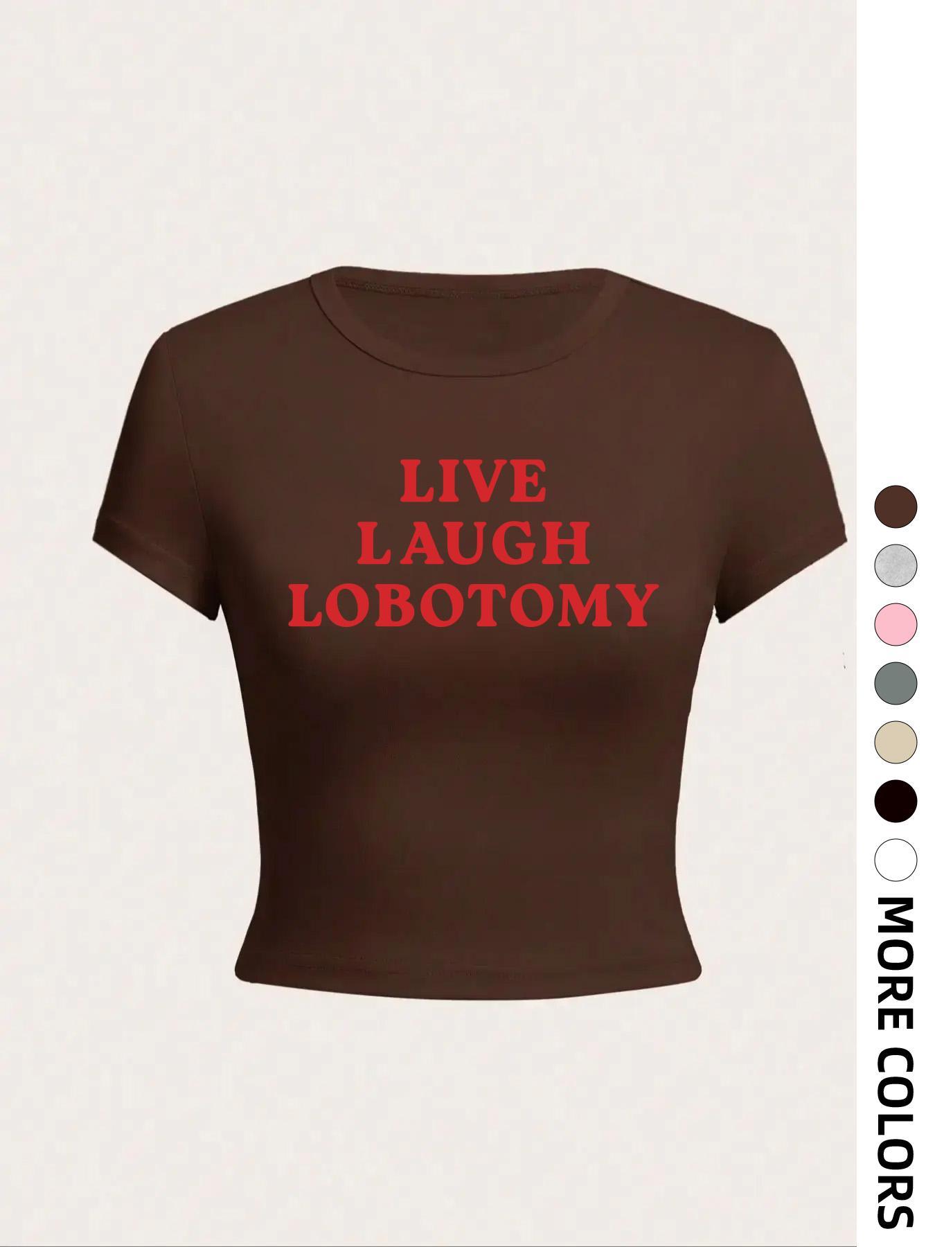 Women's Letter Print Round Neck Tee, Casual Short Sleeve Crop T-shirt, Shortsleeve Graphic Tees Women, Ladies Summer Graphic Tees Women for Daily Wear, Casual Fashionable Top