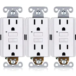 15A GFCI Outlets 3-Pack, ETL Listed, Non-Tamper-Resistant GFI Duplex Receptacles with LED Indicator, Self-Test Ground Fault Circuit Interrupter, White