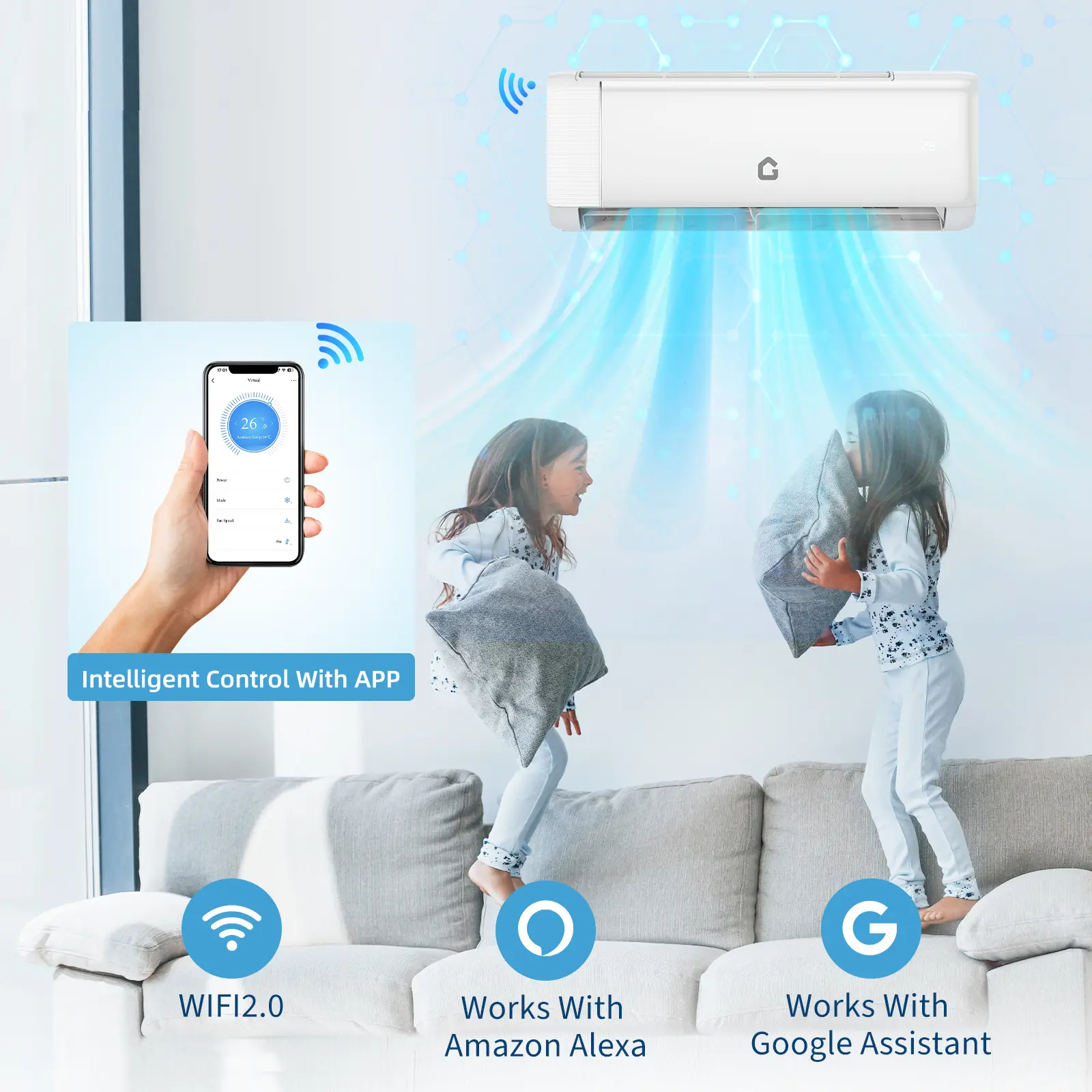 12000 BTU Ductless Mini Split Air Conditioner & Heat Pump – 18.5 SEER2 Inverter – Wall Mounted – Energy Efficient, WiFi & Remote Control, Quiet, 208-230V, Cools up to 750 Sq.Ft – Easy DIY Installation Kit