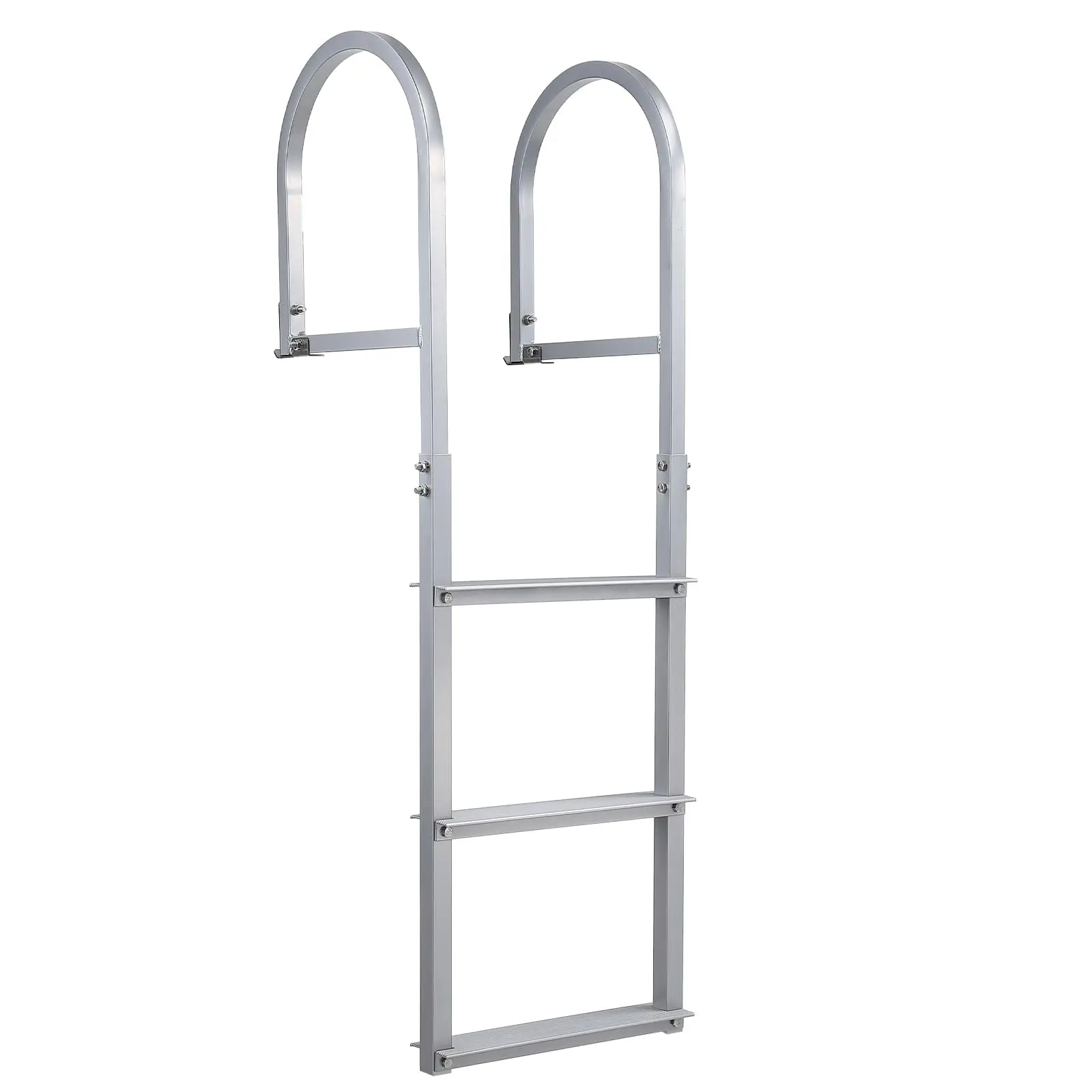 GARVEEDock Ladders and Stairs: Durable Removable, Flip Up, and Retractable Aluminum Steps with Nonslip Widened Pedals, Adjustable Height, Dual Handrails, and High Weight Capacity for Lakes, Pools, Boats, and RVs