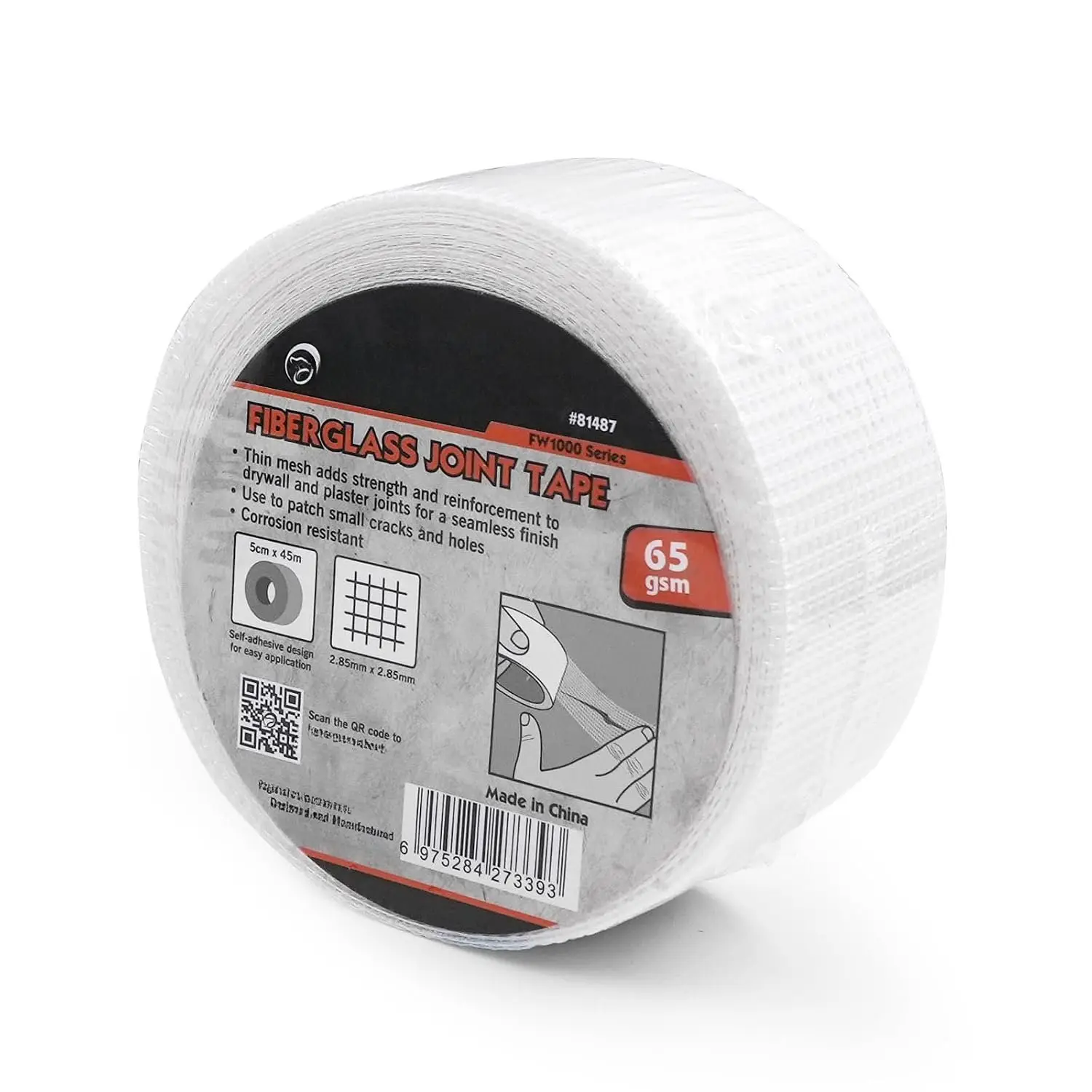 Fiberglass Drywall Joint Tape | 2in x147 ft Self-Adhesive Mesh Tape, Drywall Repair Tape for Wall, Ceiling, Plaster, Sheetrock Crack and Seam Repair, 1 Roll