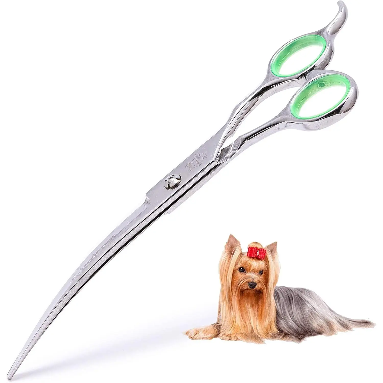 Pet grooming scissors, professional dog and cat grooming scissors, round blunt-pointed stainless steel material, curved scissors for dogs, used as a grooming tool for cats and dogs