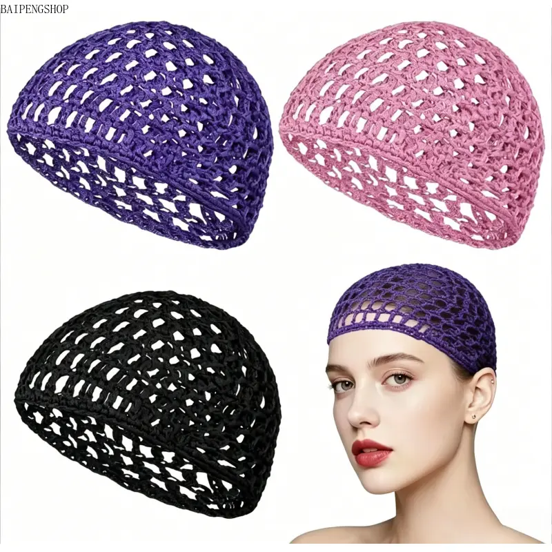 3 Pack Women's Breathable Sleeping Caps Hair Wraps, Soft Lightweight Hair Care Bonnet, Multi-use Comfortable Hair Cover Headwear, Versatile Casual Hat for Sleeping, Ballet, Cooking & Daily Use