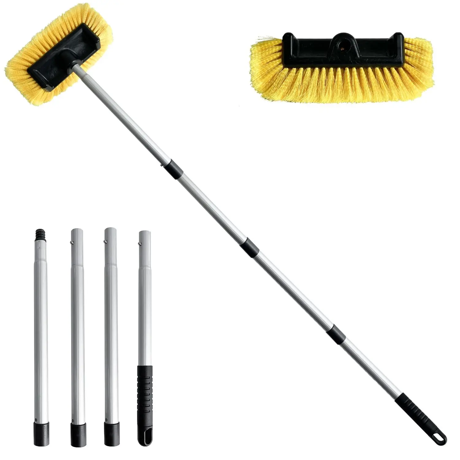 Extendable Car Wash Brush, Detachable Long Handle Cleaning Brush, Soft Bristles for Car Body and Wheel HUB, Gentle on Paint, Carwash Brush With Handle