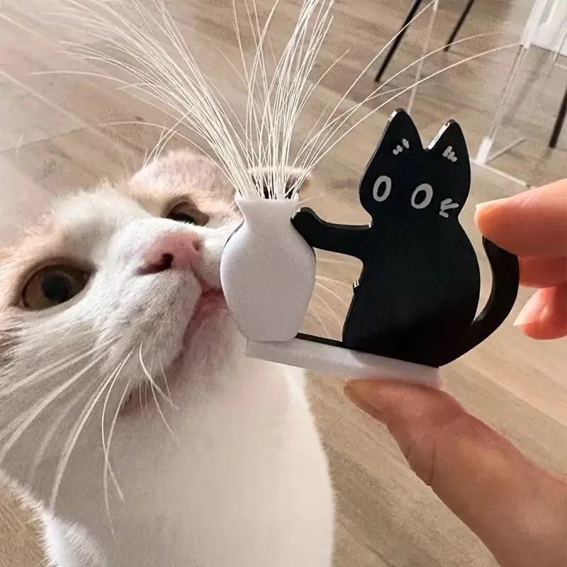 2pc Cat Vase Magnet Refrigerator Stickers, Fun Multi-Functional Home Decor Gift, Acrylic Magnetic Refrigerator Sticker, Cute Refrigerator Sticker