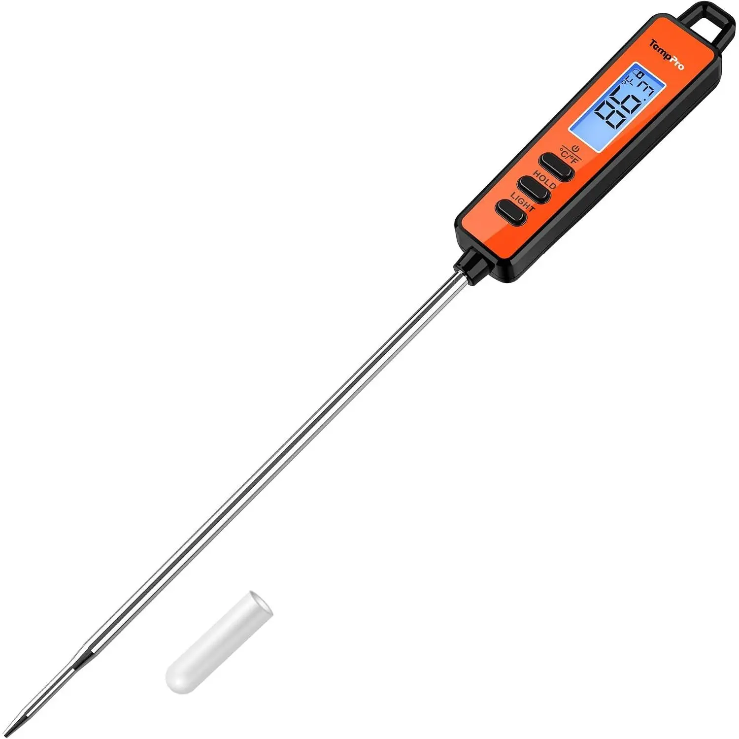 TempSwif 1 Sec Digital Meat Thermometer for Cooking  | Meat Thermometer Digital Backlitght LCD Display, 5.3-inche Super Long Probe, Bread Baking Sourdough Liquids Candy Making
