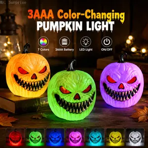 Halloween Electronic Pumpkin Lamp - Sound Sensor, Built-In Light & Sound Effects, Decoration Prop for Party & Bar Scene Arrangement