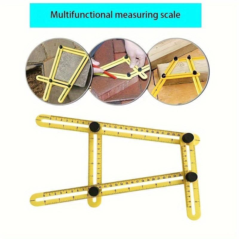 Multipurpose Folding Ruler, Portable Plastic Measuring Tool, Multifunctional Measuring Tool for Layout, Woodworking & Floor Installation