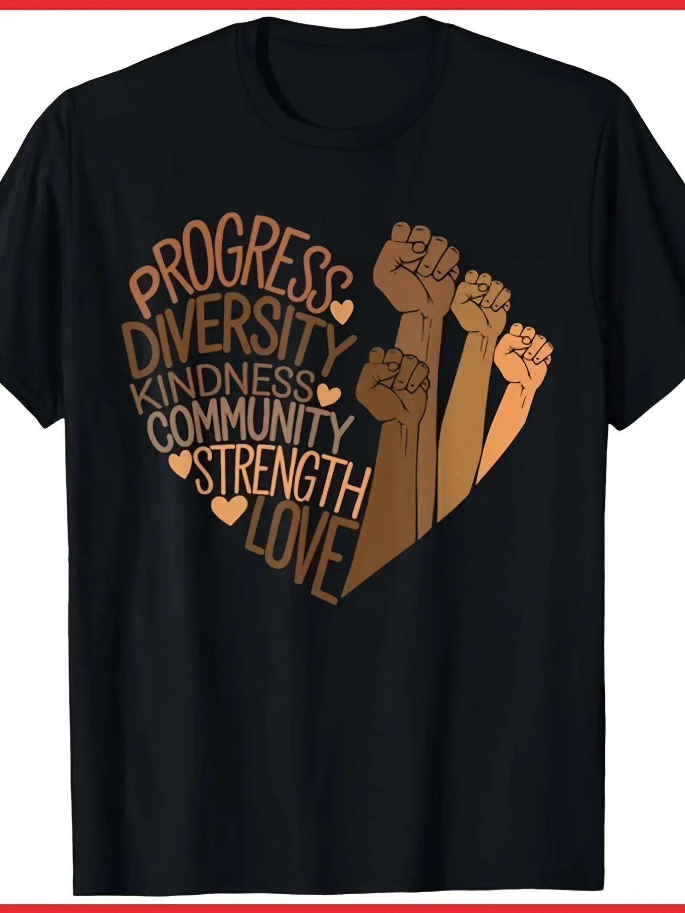 7.5oz African Women's History Fist Diversity Equality T-Shirt, Unisex Summer Short Sleeve Graphic Print Tee, Loose-Fit Casual Clothing