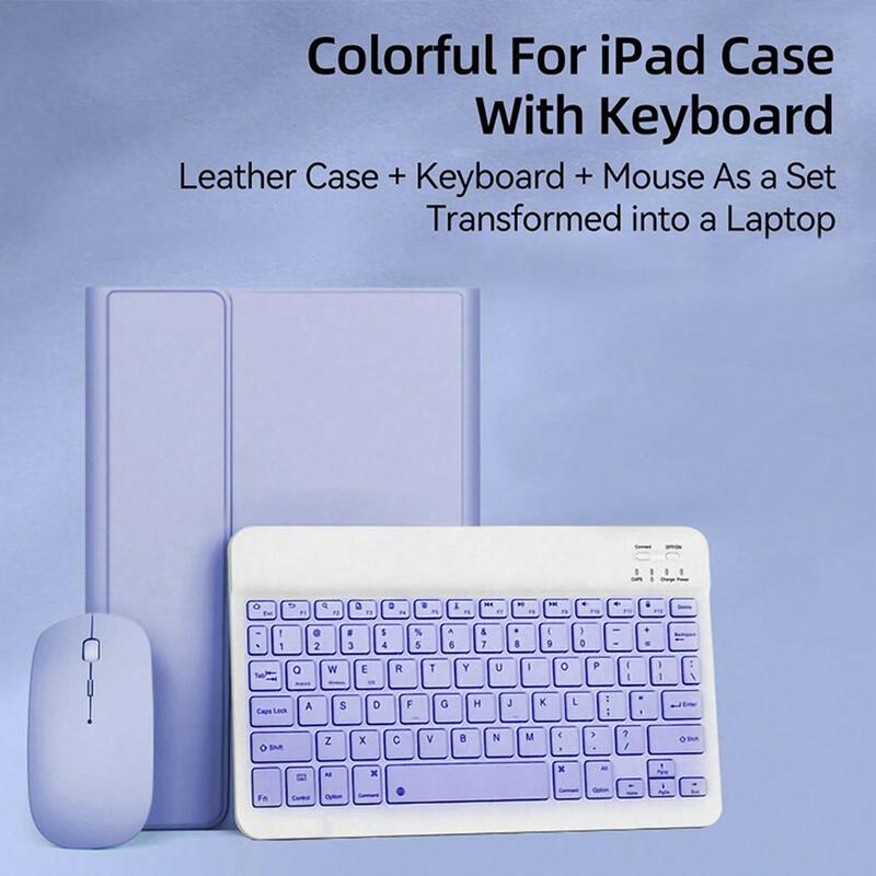 Tablet Case & Keyboard & Mouse Set, Detachable Wireless Keyboard Cover, Tablet Keyboard Protector, Tablet Accessories for iPad