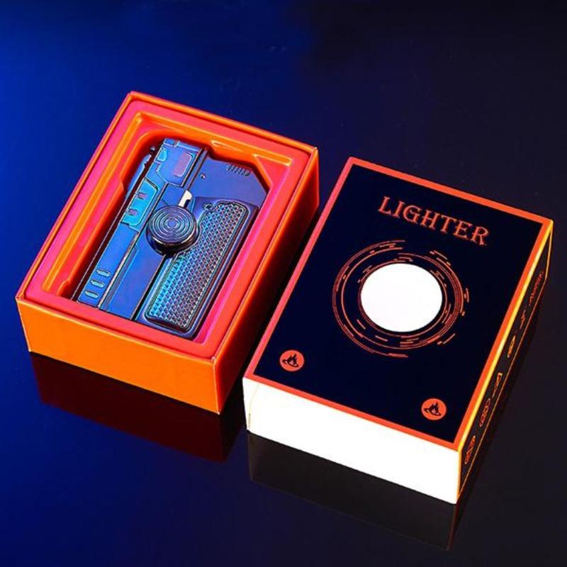 (Butane Gas Not included) Multi-Functional Folding Dual-Form Lighter, 2 In Refillable Spinner Lighter for BBQ,Camping, Kitchen outdoor