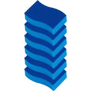 Scrubber Sponge, Non-Scratch Hydrophilic Foam Technology - Odor Resistant, Curved Grip, Dual-Sided Foam & Acrylic Grain Surface, Made in USA (Pack of 6)