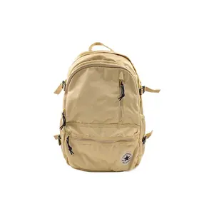 Converse Logo Zippered Polyester Backpack for Men and Women, Casual Style in Sesame Yellow