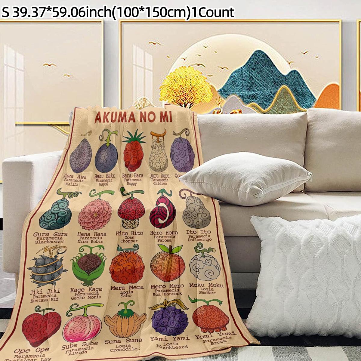 One Piece Demon Fruit Theme Flannel Blanket, Soft Warm Anime Style, Home Decor, Ideal for Fans, Daily Use, Gift Idea