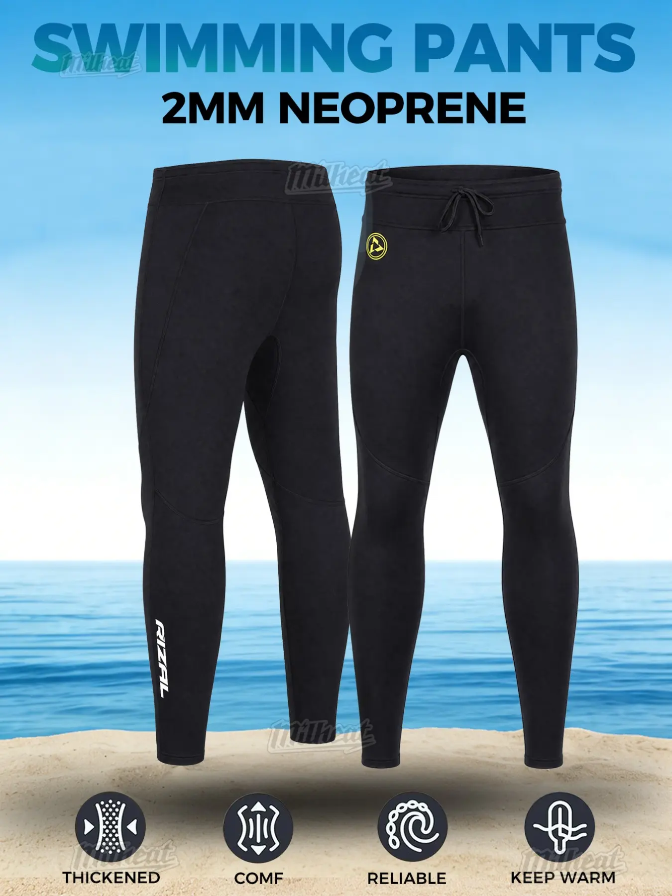 Men's Swimming Trunks, Quick-Dry Wet Suit, 2mm, Fashion Swimwear, Suitable for All Seasons, Kayaking, Beach Vacation, Surfing, Water Sports