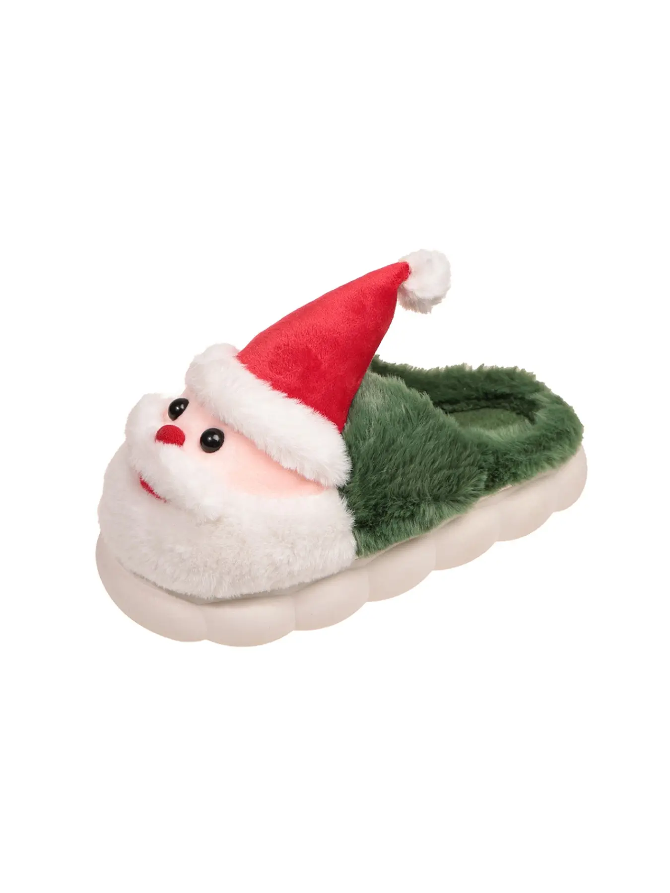 Christmas Theme 3D Santa Claus Plush Cotton Slippers, Cute Cartoon Festival Atmosphere Shoes, Winter Home Warmth Gift Thick Sole Shoes