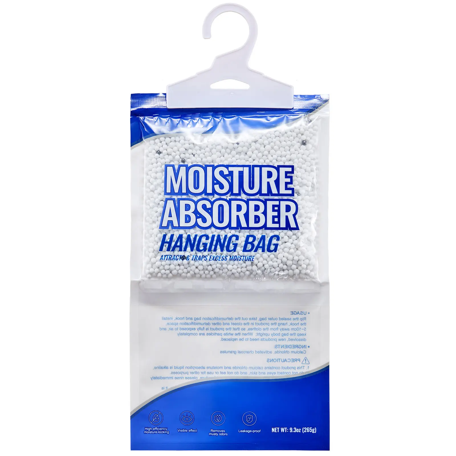 Hanging Moisture Absorber, 9.3 oz Hanging Closet Dehumidifier Bags(10 Packs), Fragrance Free Moisture Bags in Wardrobes, Bedrooms, Bathrooms