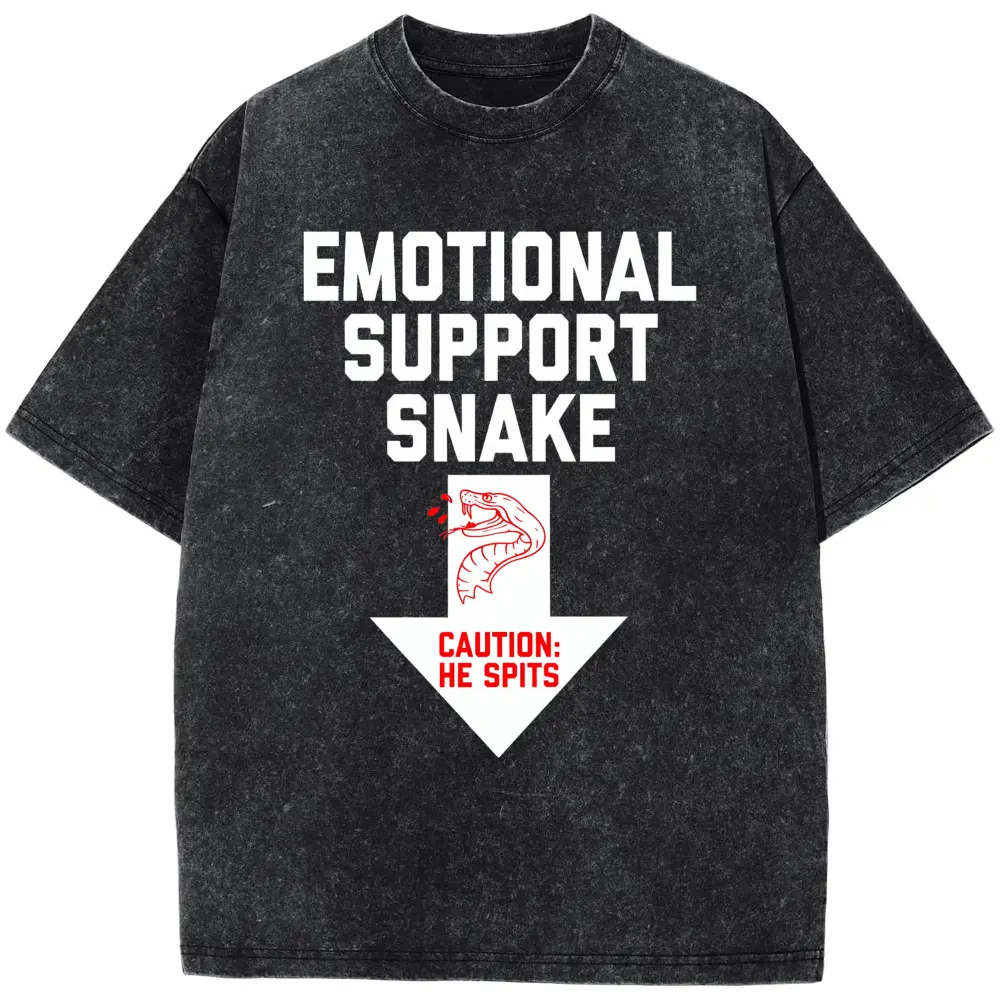 Crude Humor Shirts, Crude Humor Inappropriate Emotional Support Snake Halloween T-Shirt Menswear Casual Cotton Top Basic Fashion StreetwearPlus Size T-Shirt, Retro Fitness Heavyweight Washed T-Shirt, 100% Cotton