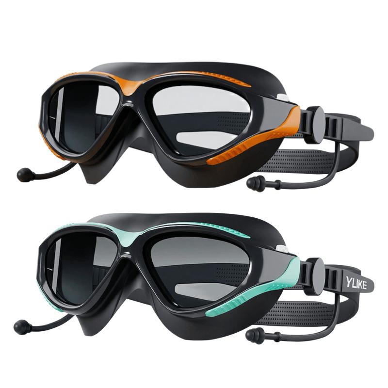 1/2 Pack YUKE Swim Goggles with Attached Ear Plugs - Anti-Fog, No Leak, UV Protection Swimming Goggles for Adults Men & Women