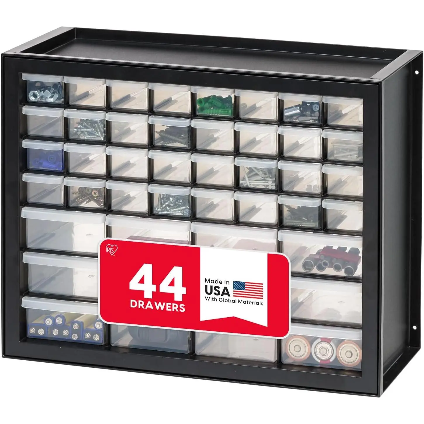 44-Drawer Small Parts Storage Cabinet, Crafts , Black |   Wall-mountable, Stackable, Building Bricks, Screws, Nuts & Bolts, Hardware, Garage Tool Storage