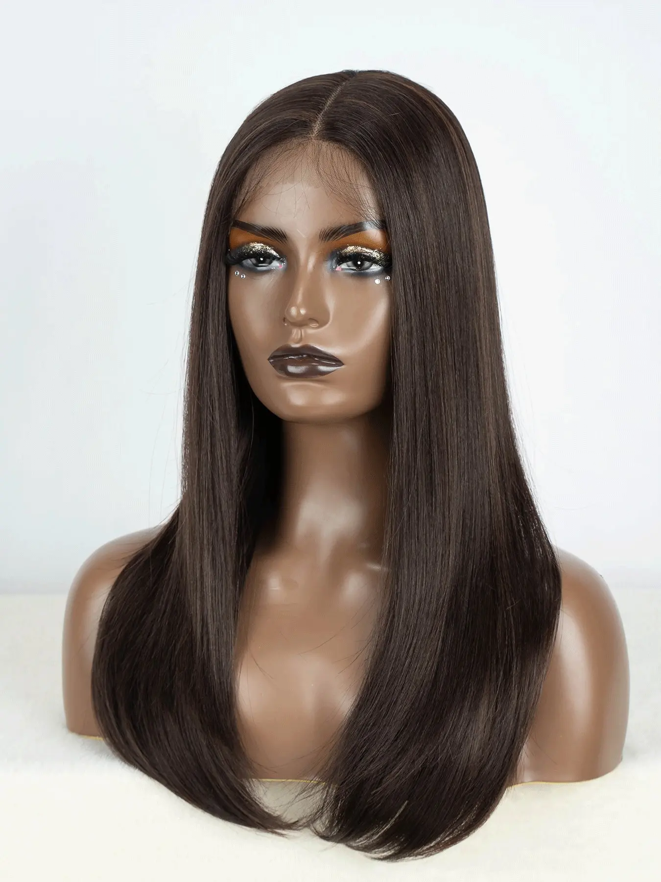 Sleek Straight Baby Hair Bob Synthetic Lace Front Wig For Women 22 Inch Glueless Design, Glueless Lace Wigs, Soft Natural Texture Ready To Wear Perfect For Cosplay Daily Use And Party Styling Realistic Hairline
