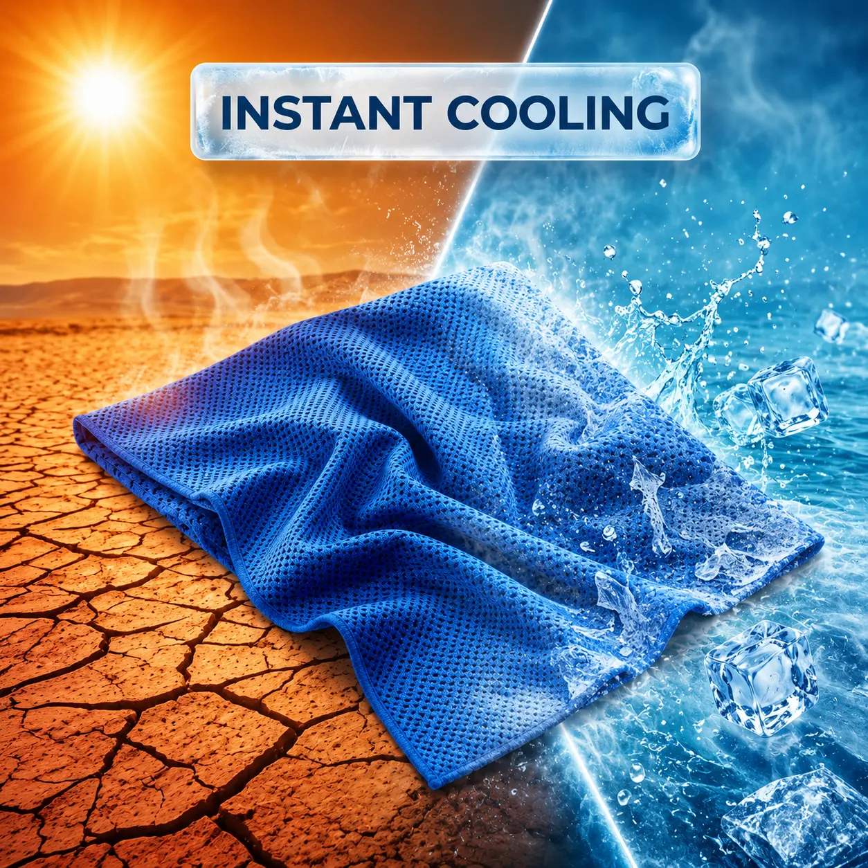 Cooling Towel with Carabiner Clip, Instant Chill Microfiber Sports Towel, Sweat Absorbing Neck Towel for Running Gym Hiking Outdoor Activities