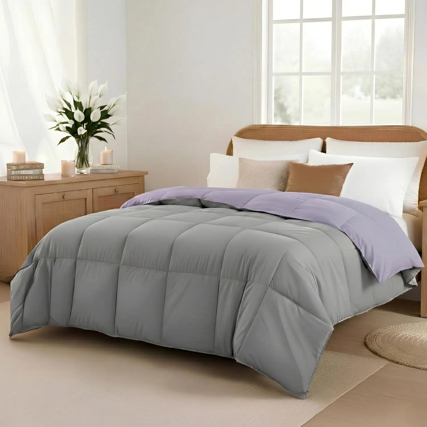Threads Down Alternative Reversible Comforter Purple/Silver Queen