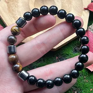1x Obsidian & Tiger's Eye Dual-Protection Bracelet – Unisex energy-balancing jewelry for warding off negativity and ill-intentioned people; suitable for daily wear, commuting, and travel. Features properties that attract wealth, boost luck, stabilize emot