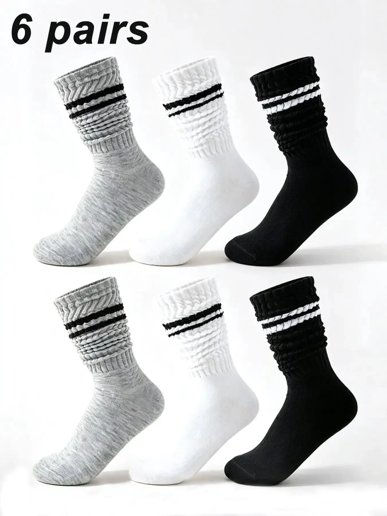 3/6 Pairs Women's Socks, Plain Striped Fashion Bubble Socks, Mid-Calf Sports Socks, Workout Socks, Moisture-Wicking Breathable Comfort