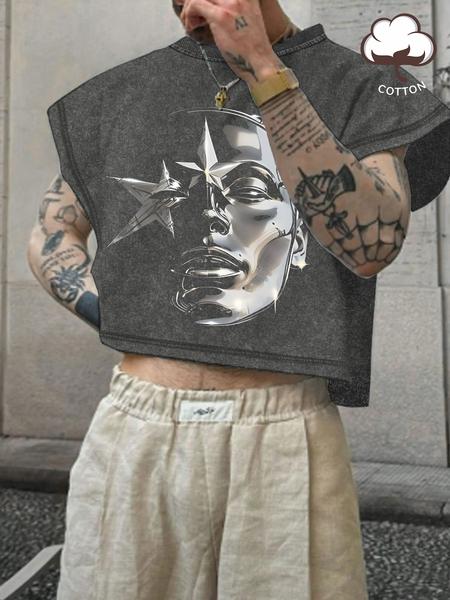 Men's Solid Color Crop Tank Top, Regular Fit Casual Sleeveless Round Neck Top for Summer, Fashion Men's Clothes for Daily Wear