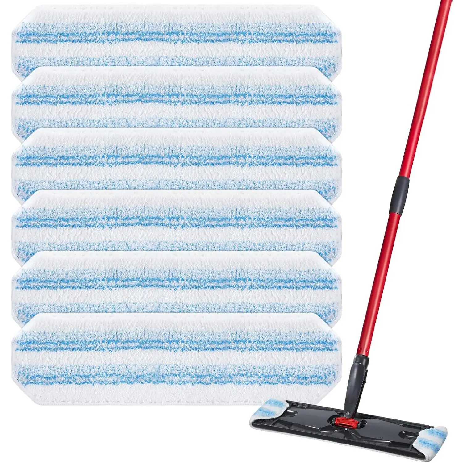 6 Pack H2prO Mop Pads Compatible with O Ceda H2PrO Flat Mop System,  Microfiber Mop  Replacements, Washable and  for H2prO Mop Refills, White