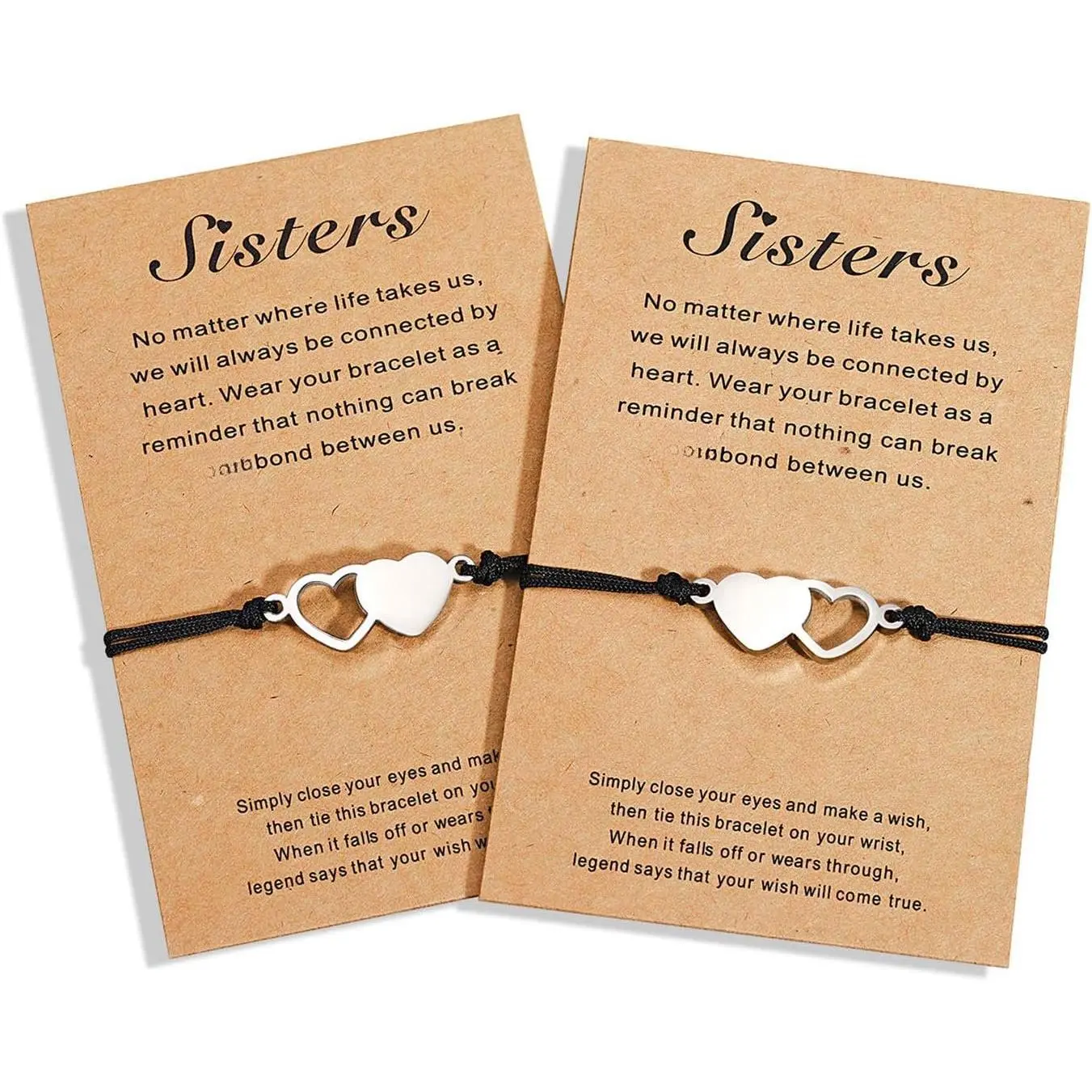 2/3/4/5 Pcs Matching Heart Bracelets Friendship Sisters Gifts for   Cousins Bestie Women