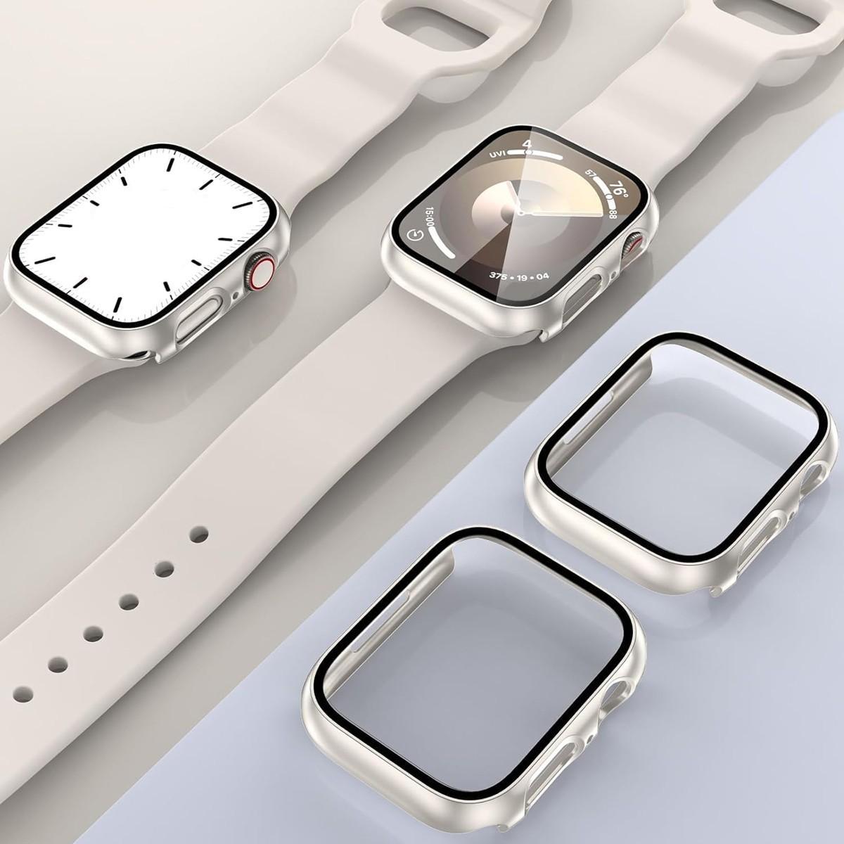 Apple Watch Hard PC Case – Built-in Tempered Glass Screen Protector, Ultra-Thin Full Coverage, 38-49mm