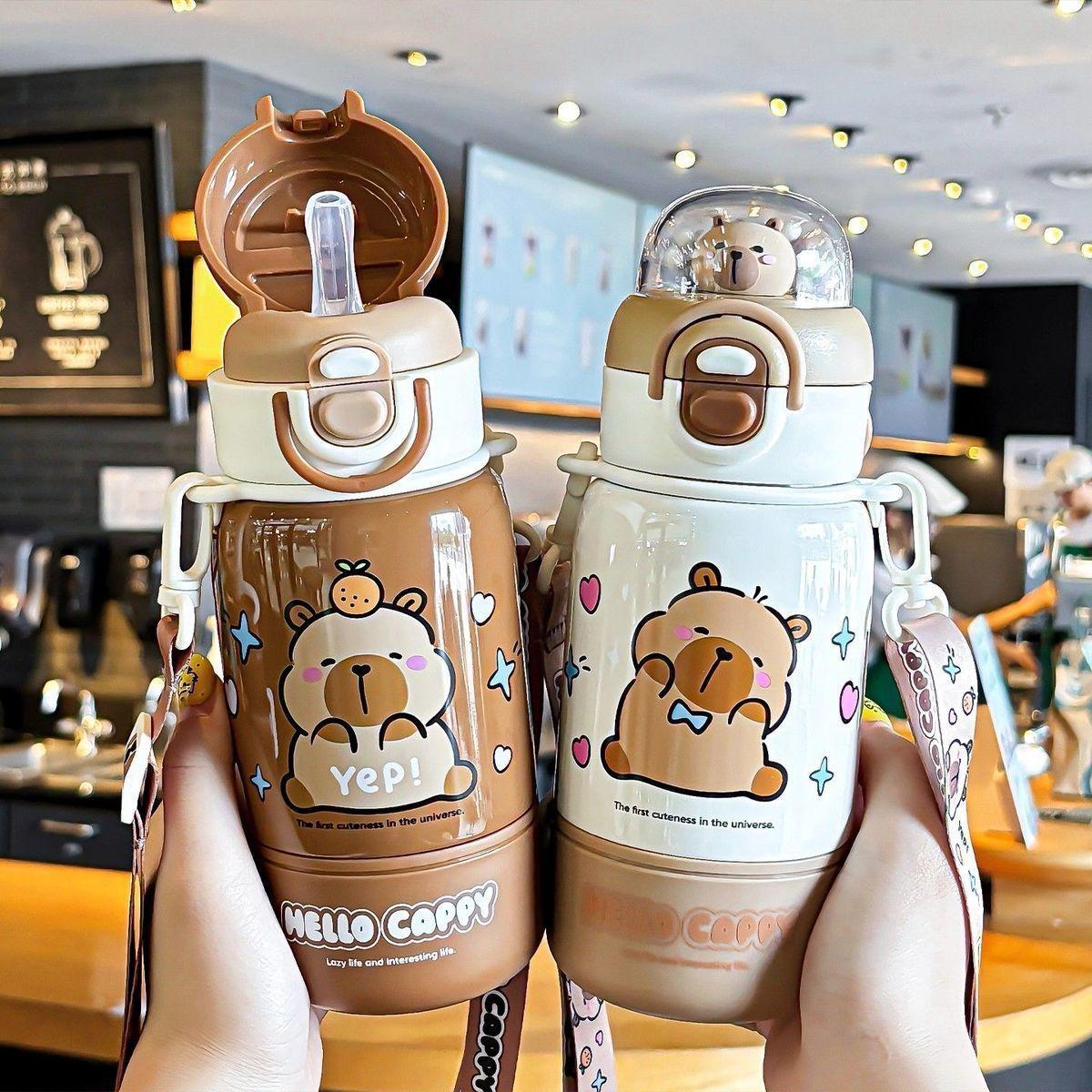 400ml Capybara Stainless Steel Coffee Cup Travel Thermal Mug Leak-proof Bottle Tea Coffee Mug Insulated Cup Gift Back To School