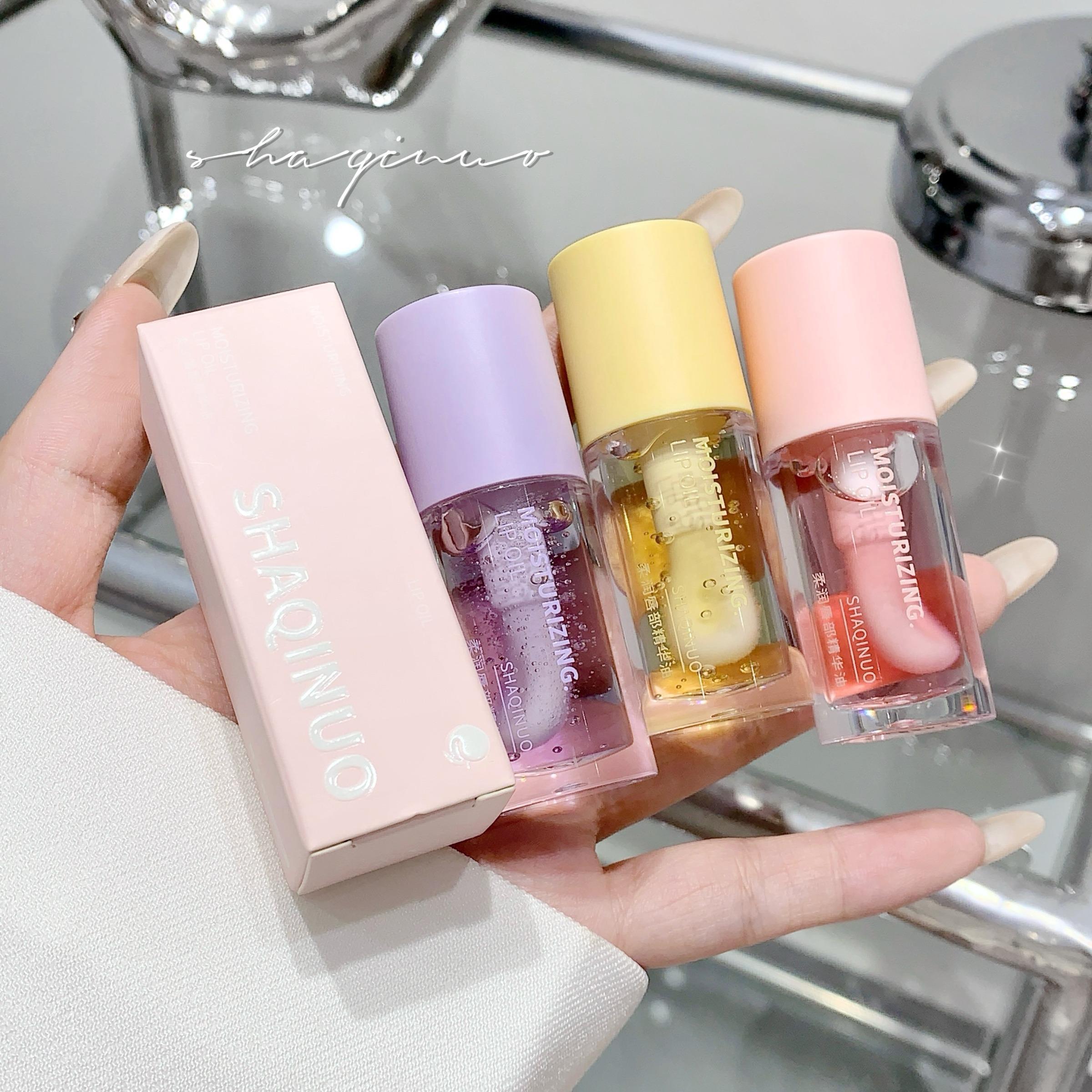 Moisturizing Lip Oil Set, 4 Counts/set Hydrating & Nourishing Lip Serum, Lip Plumper Care Product for Women & Girls Daily Use