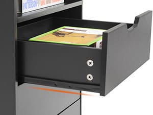 Sikaic LED Tall Nightstand with Bookshelf Charging Station Black Modern Bedside Table with RGB LED Lights & Storage Drawers - Tabletop Design