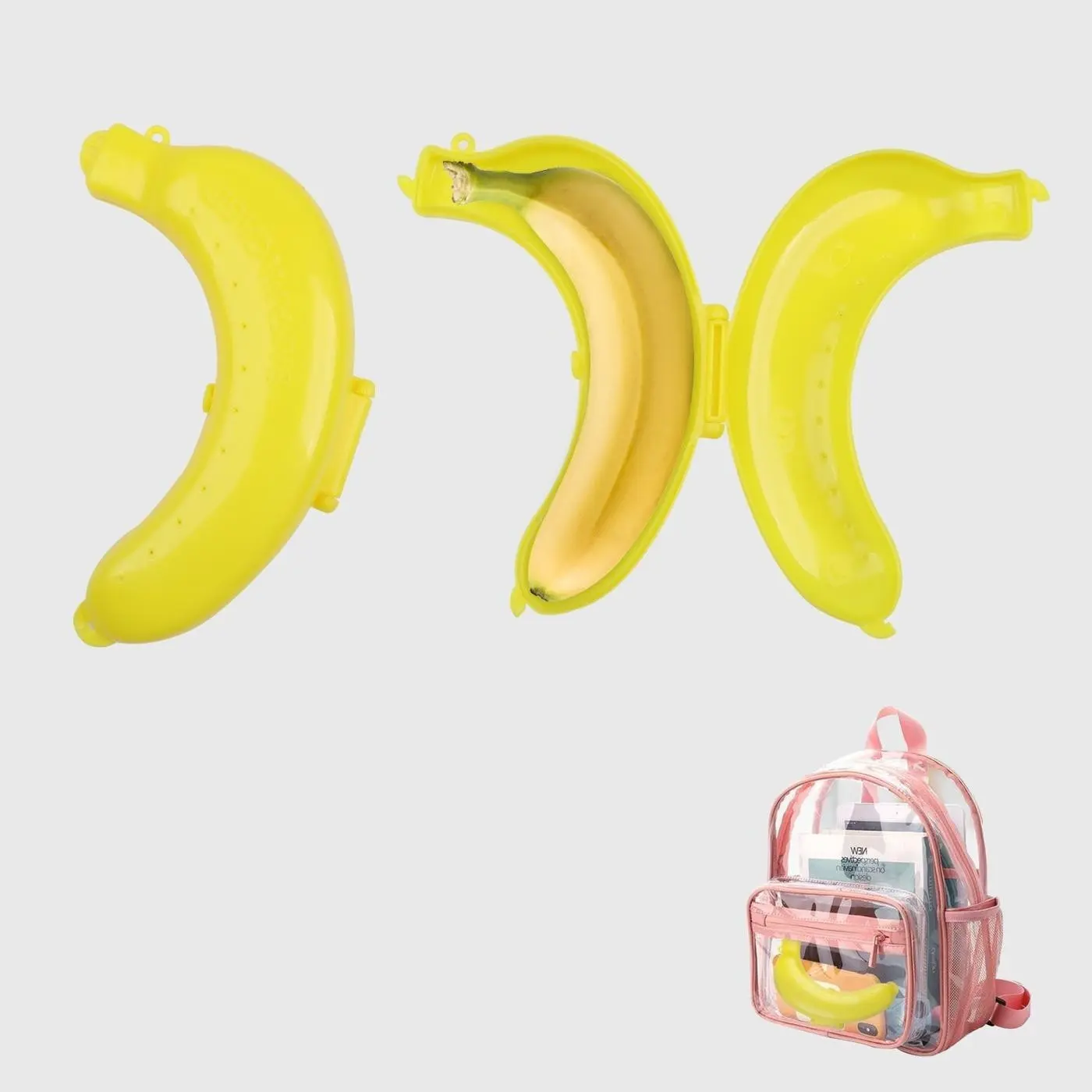 Portable Plastic Banana Box for School, Outings, Picnics, Takeaways, Prevents Crushed Bananas, Durable Design, Ideal for On-The-Go Use