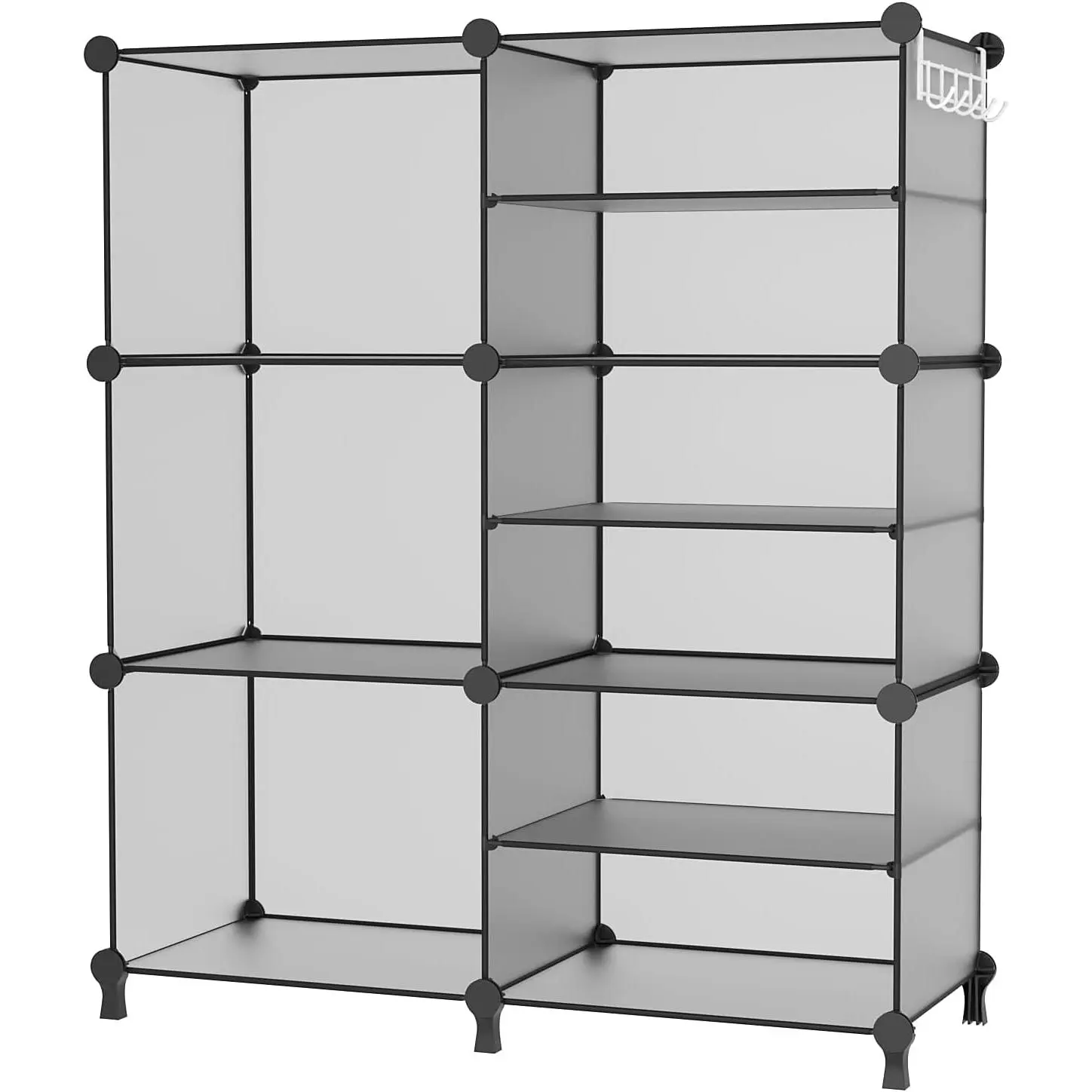 Closet Organizer 6 Cube Storage Shelves Portable Closet Clothes Organizers and Storage Stackable Cubby Shelving for Closet Bedroom Living Room Grey