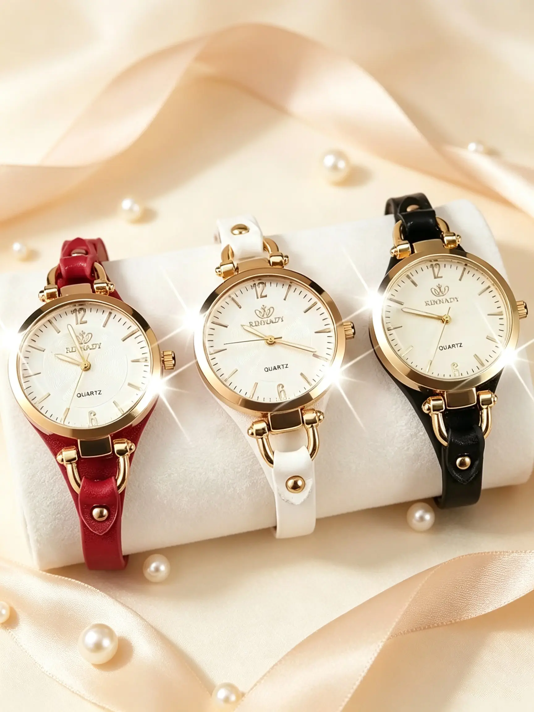 3pcs Women's Elegant Horsebit Strap Watch, Simple Digital Small Dial, Quartz Analog, Casual Style, Perfect Gift for All Seasons