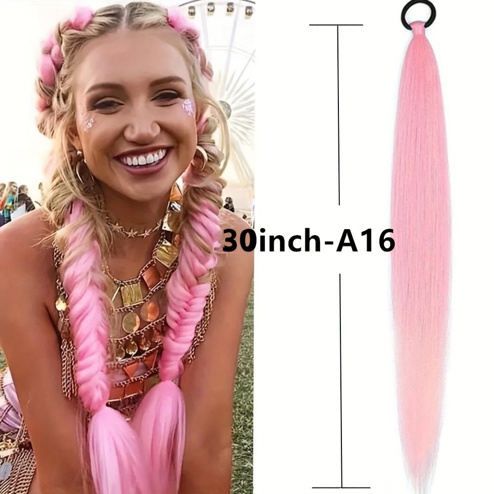 Women's Colorful Braided Ponytail Wig with Elastic Band - Straight Synthetic Hair Easy to Style, Cosplay, Photography - Suitable for All Races, Cosplay Wig, Vibrant Wig, Secure Elastic Band, Photography Wig, Fashion Enthusiasts