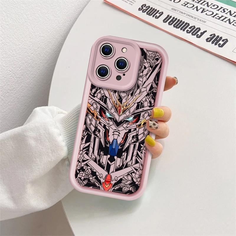 Anime Gundam Mecha Design Case for 17 Air iPhone 16 Pro Max 15 Plus 16E 14 13 12 11 XS XR Plus  fashion gift Drop Protection Shockproof Soft Silicone smartphone Cover Gundam Style