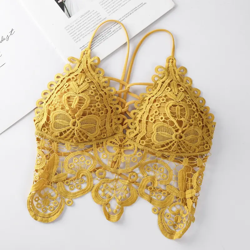 Push Up Bra for Women, Sexy Jacquard Lace Bralette with Sparkle Rhinestones, Backless Spaghetti Straps, 1 Size Fits, One Size Fits